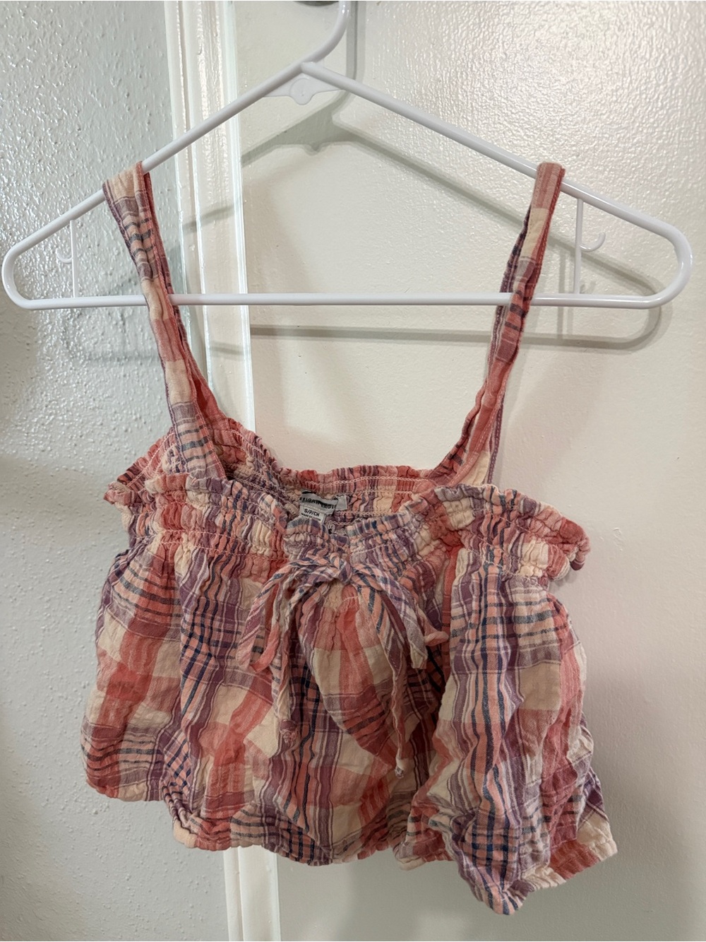 American Eagle Plaid Ruffle Tank Top